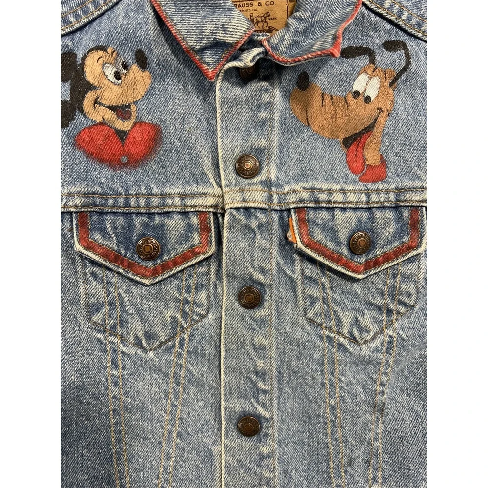 VTG 80s Levi's Orange Tab Custom Hand-Painted Disney Jacket Size 7